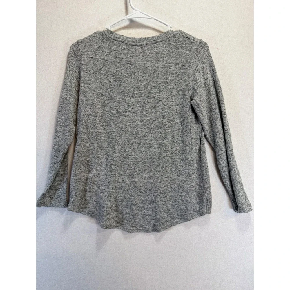 Poof Girl Kids XL Gray Sequin Merry Christmas Penguin High-Low Knit Sweater